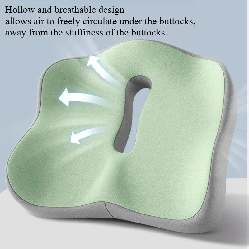 Memory Foam Seat Cushion, 1 Piece, Square, Light Green and Grey, Washable Polyester