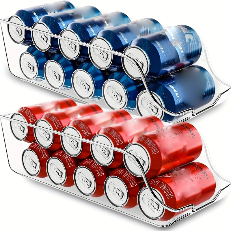 Plastic Soda Can Storage Box for Refrigerator, Stackable Organizer Tray, Clear Desktop Storage Box