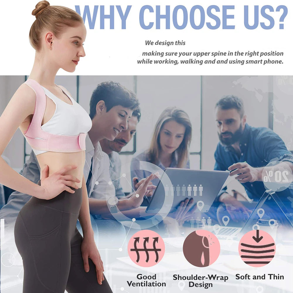 Adjustable Upper Back Posture Corrector Brace for Men and Women