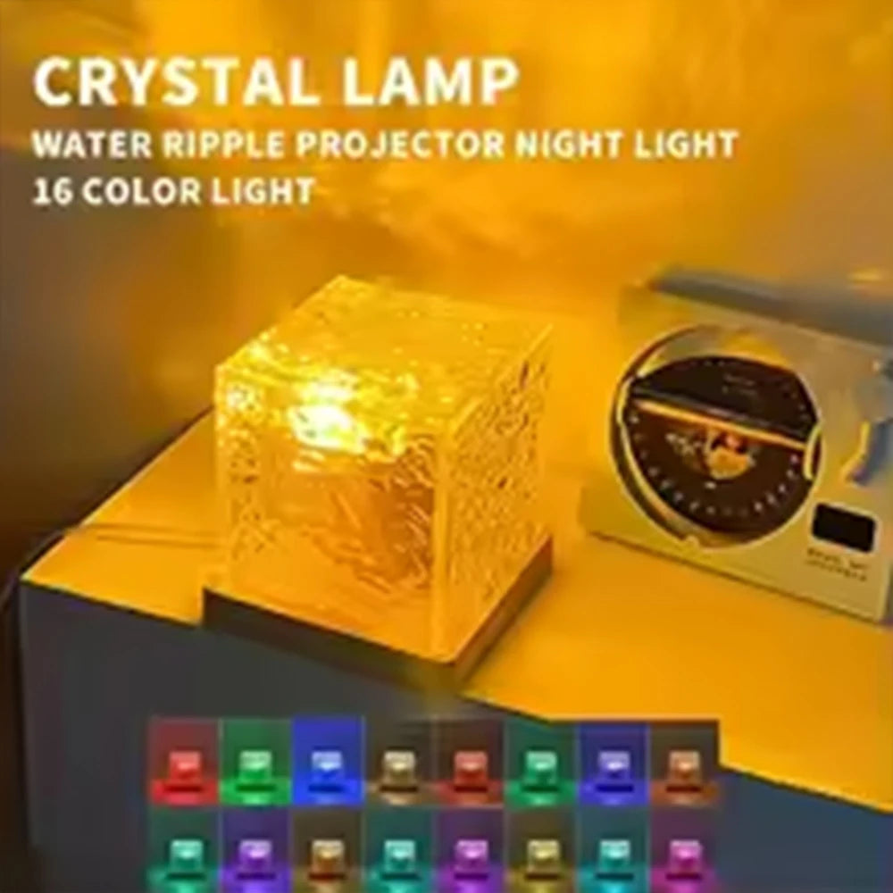 HOMEFISH RGB 16-Color Ocean Wave Aurora Projector Night Light with Remote, Rechargeable Table Lamp