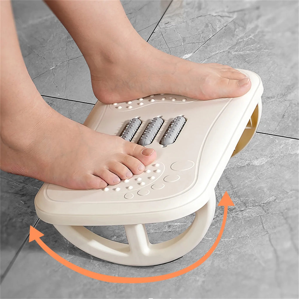 Rocking Footrest with Foot Massage Rollers, Anti-Slip Textured Under Desk Foot Stool, Medium, ABS