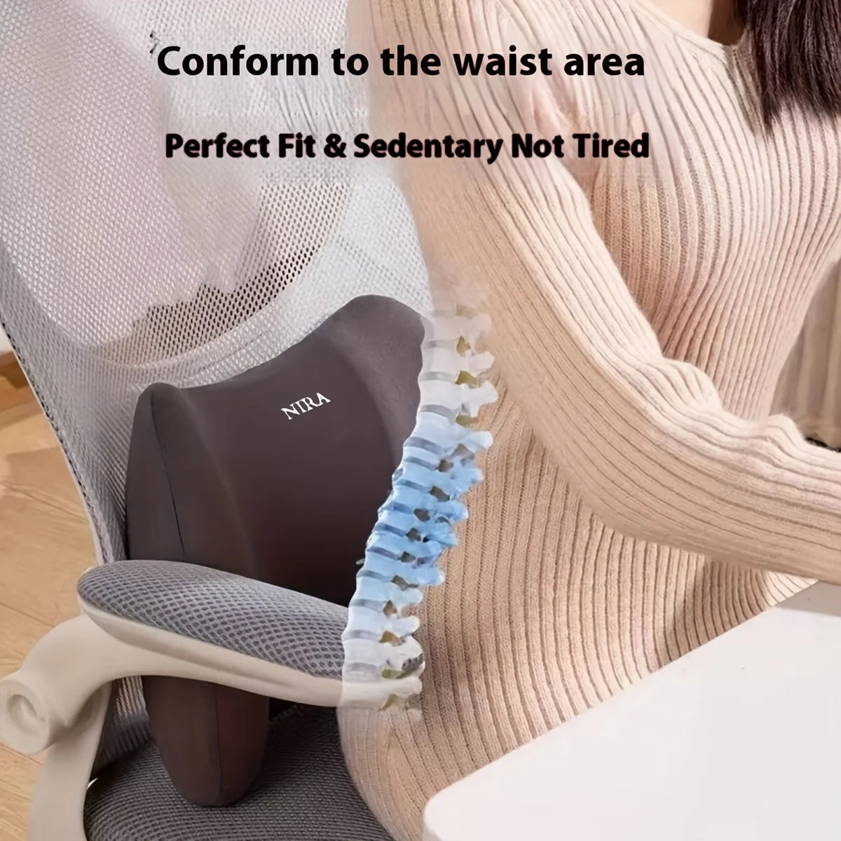 Memory Foam Lumbar Support Cushion for Back, Office Seating, Mixed Color