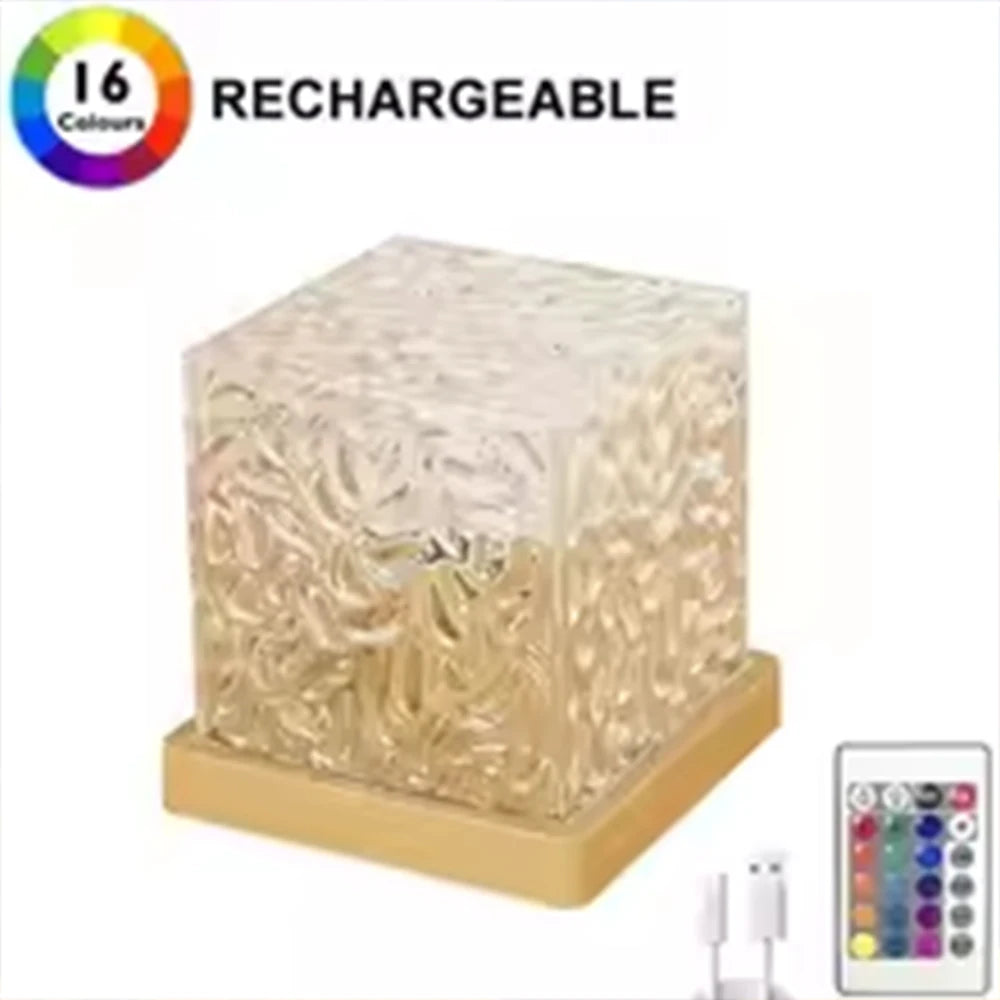 HOMEFISH RGB 16-Color Ocean Wave Aurora Projector Night Light with Remote, Rechargeable Table Lamp