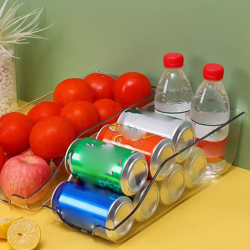 Plastic Soda Can Storage Box for Refrigerator, Stackable Organizer Tray, Clear Desktop Storage Box