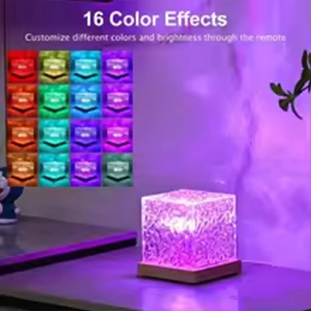 HOMEFISH RGB 16-Color Ocean Wave Aurora Projector Night Light with Remote, Rechargeable Table Lamp