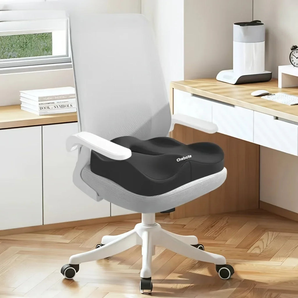 Memory Foam Seat Cushion, 1 Piece, Square, Light Green and Grey, Washable Polyester