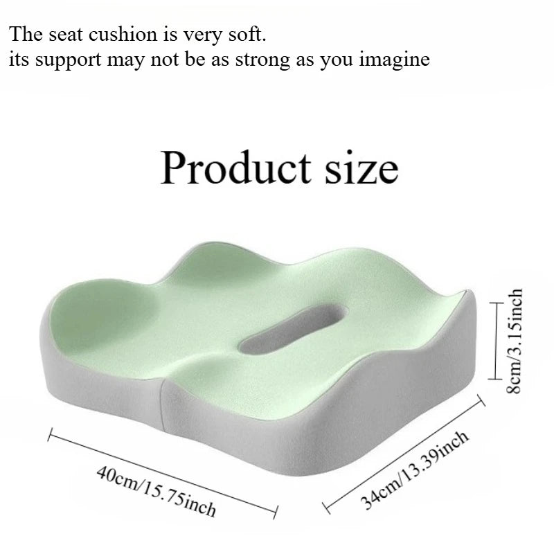 Memory Foam Seat Cushion, 1 Piece, Square, Light Green and Grey, Washable Polyester