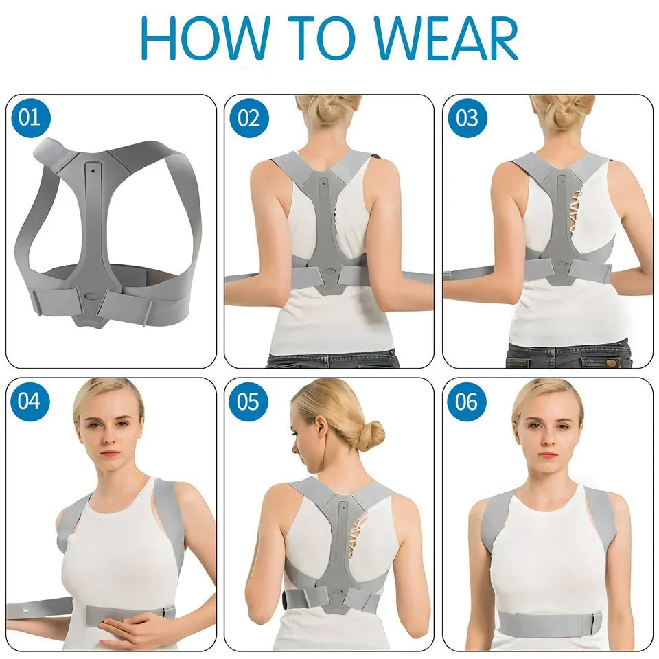 Adjustable Back and Shoulder Posture Corrector Belt, Chest 25"-44"