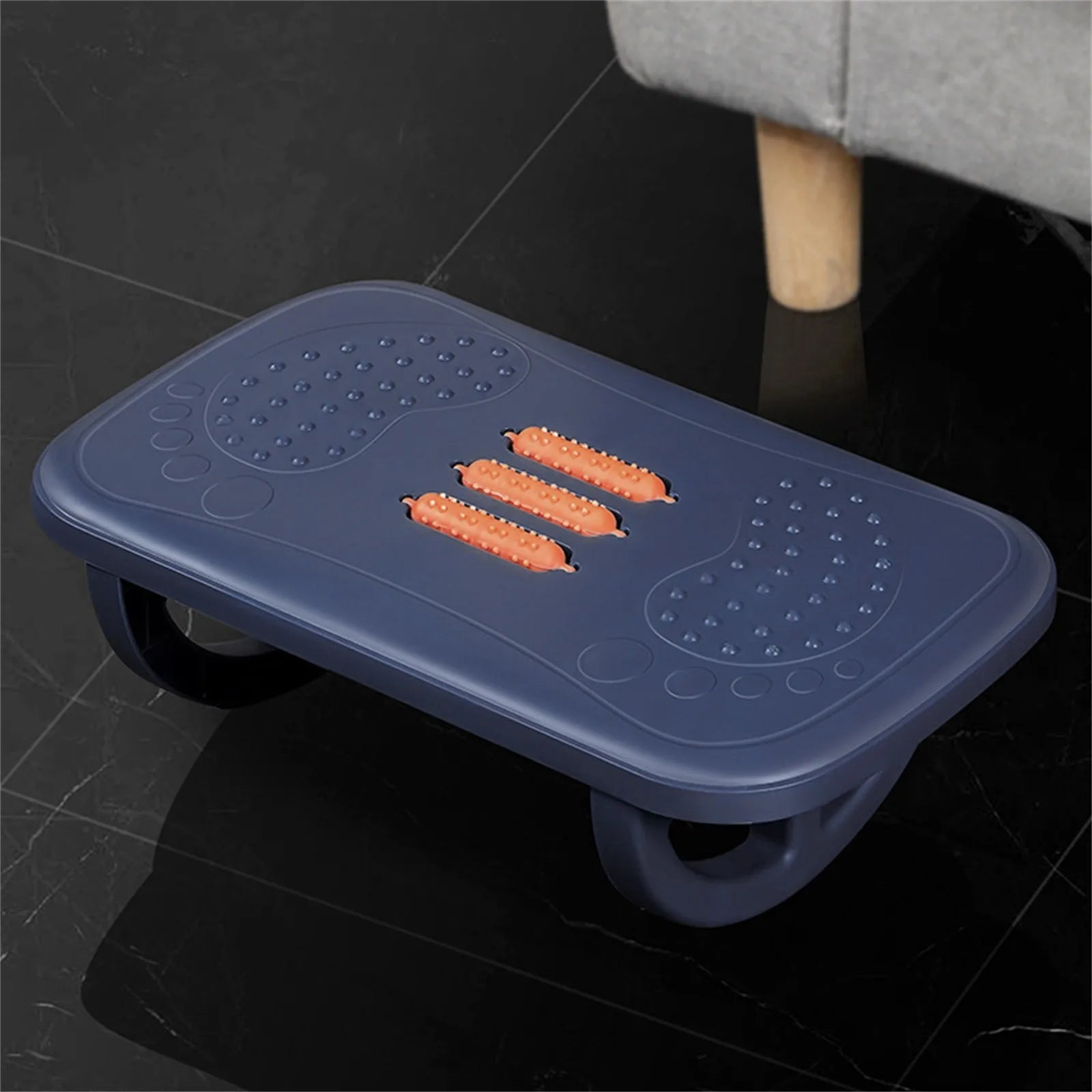 Rocking Footrest with Foot Massage Rollers, Anti-Slip Textured Under Desk Foot Stool, Medium, ABS