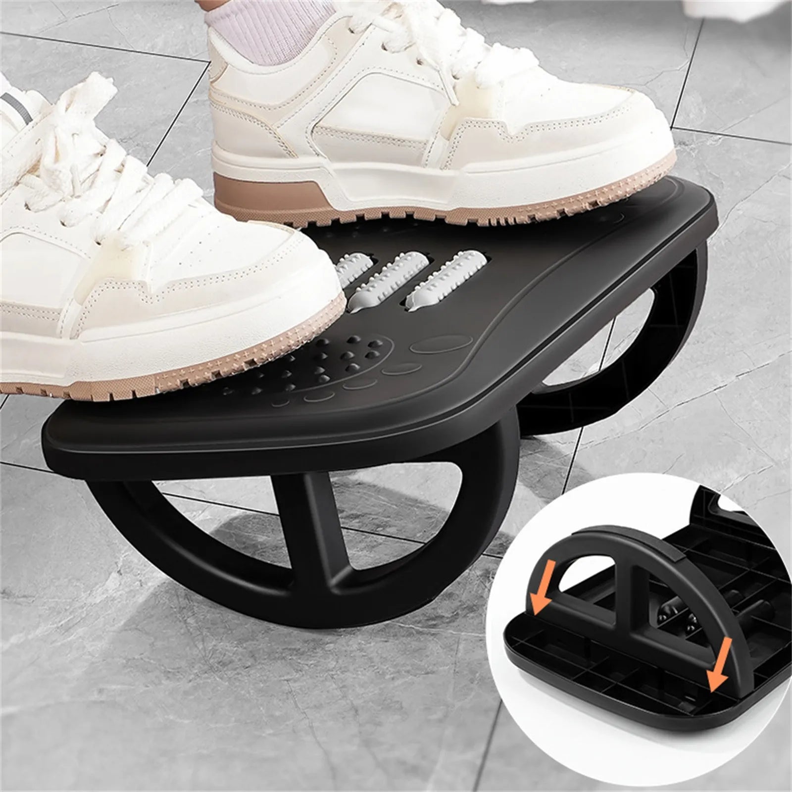 Rocking Footrest with Foot Massage Rollers, Anti-Slip Textured Under Desk Foot Stool, Medium, ABS