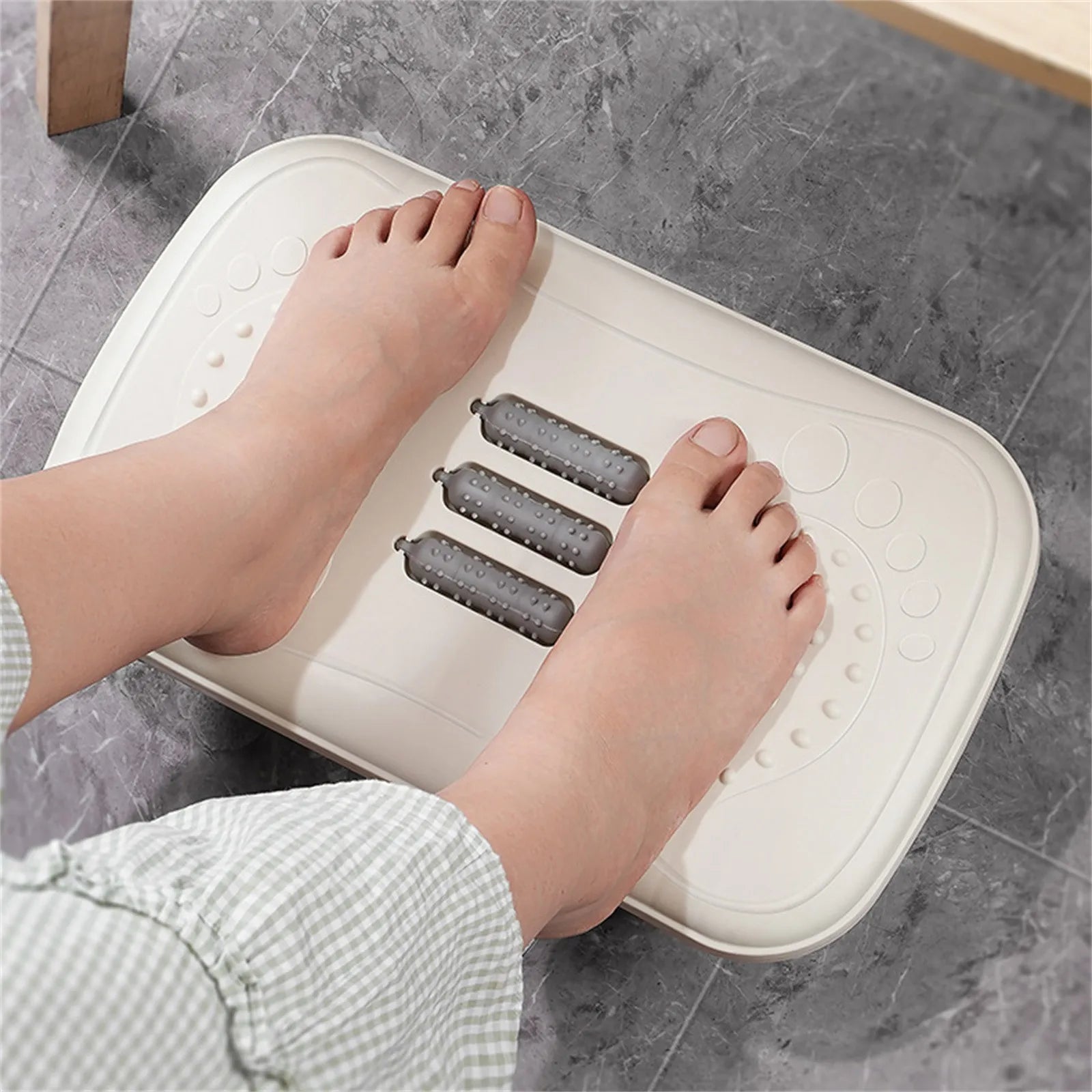 Rocking Footrest with Foot Massage Rollers, Anti-Slip Textured Under Desk Foot Stool, Medium, ABS