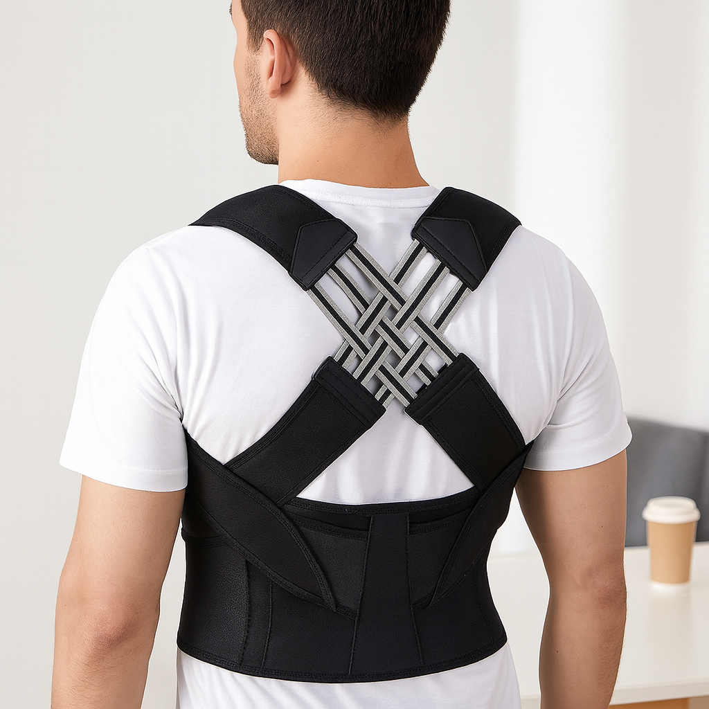 Adjustable Posture Corrector Back Brace with Cross Support Straps for Men and Women