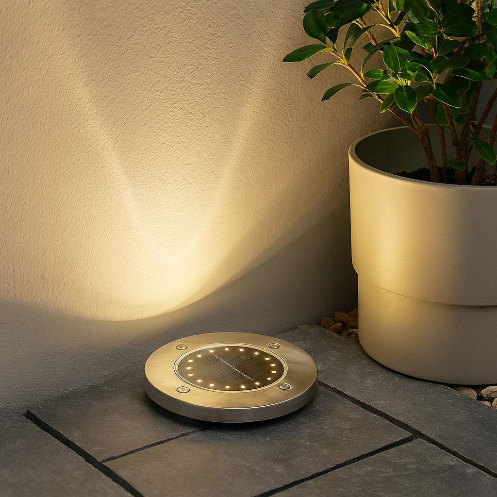 Solar Ground Lights Outdoor Decoration, Waterproof Solar Garden Disk Lights for Yard, Pathway, Lawn, Patio