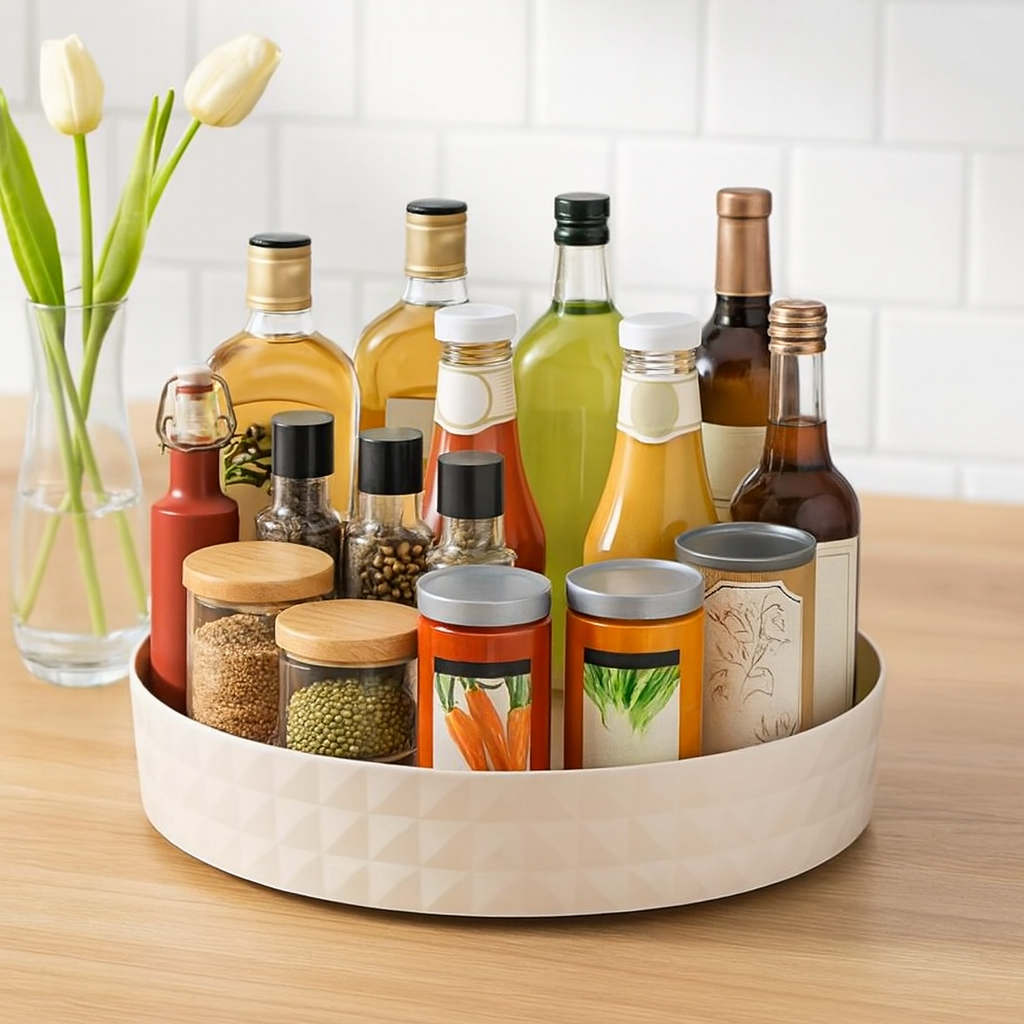 Rotating Spice Rack Organizer for Kitchen and Cosmetics Storage