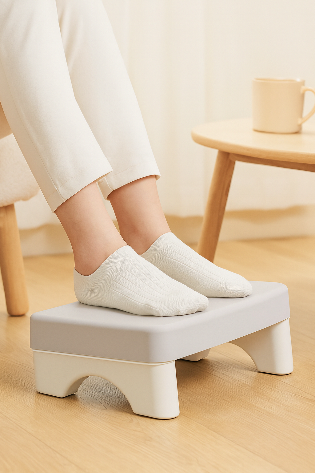 Ergonomic PP Footrest for Office Desk, Cushioned, Rotatable, Under-Desk Stool for Work, Sofa or Study