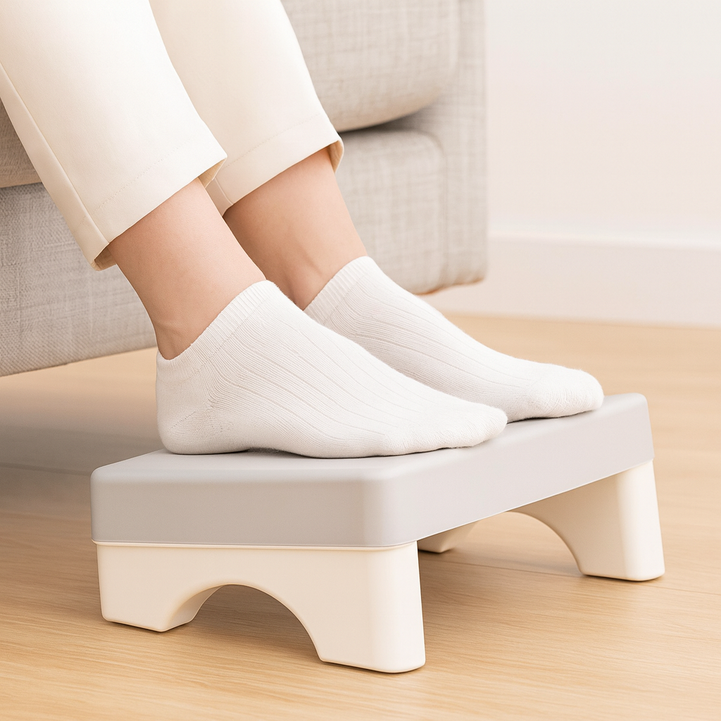 Ergonomic PP Footrest for Office Desk, Cushioned, Rotatable, Under-Desk Stool for Work, Sofa or Study