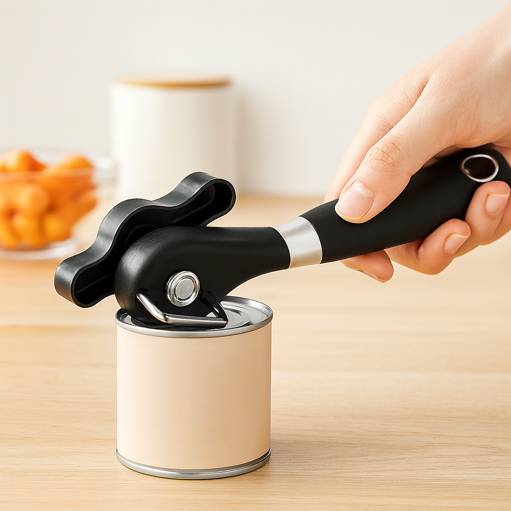 Plastic Hand-Actuated Side Cut Can Opener with Easy Grip