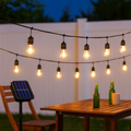 Solar String Lights Outdoor Waterproof with Remote, Shatterproof Bulbs, 2 Lighting Modes, 10 or 30 Bulbs