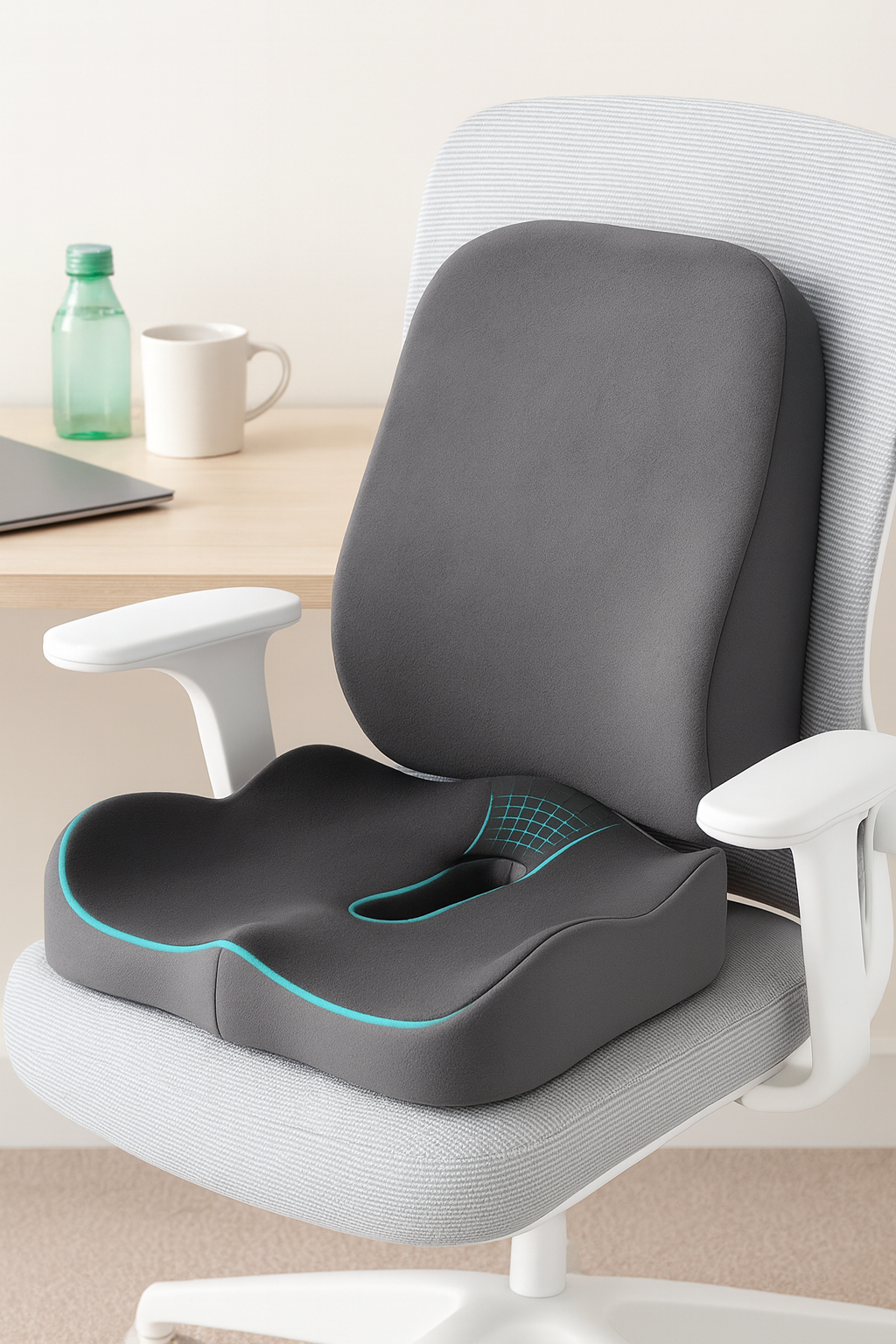 Memory Foam Seat Cushion and Back Cushion for Office, School, and Travel