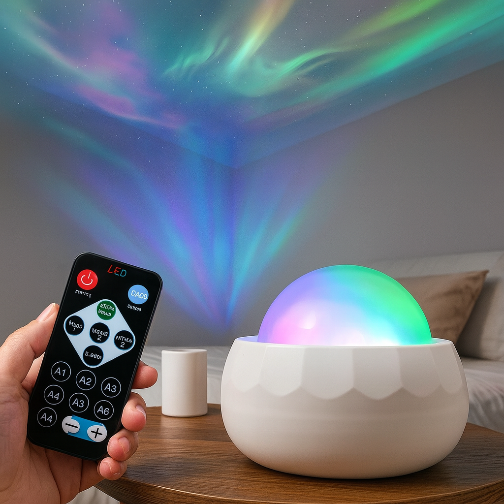 LED Aurora Projector Galaxy Night Light USB RGB 7 Modes 360° Rotating with Remote