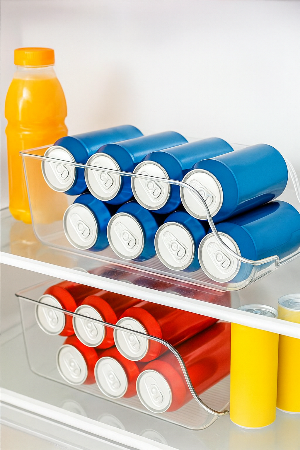 Plastic Soda Can Storage Box for Refrigerator, Stackable Organizer Tray, Clear Desktop Storage Box