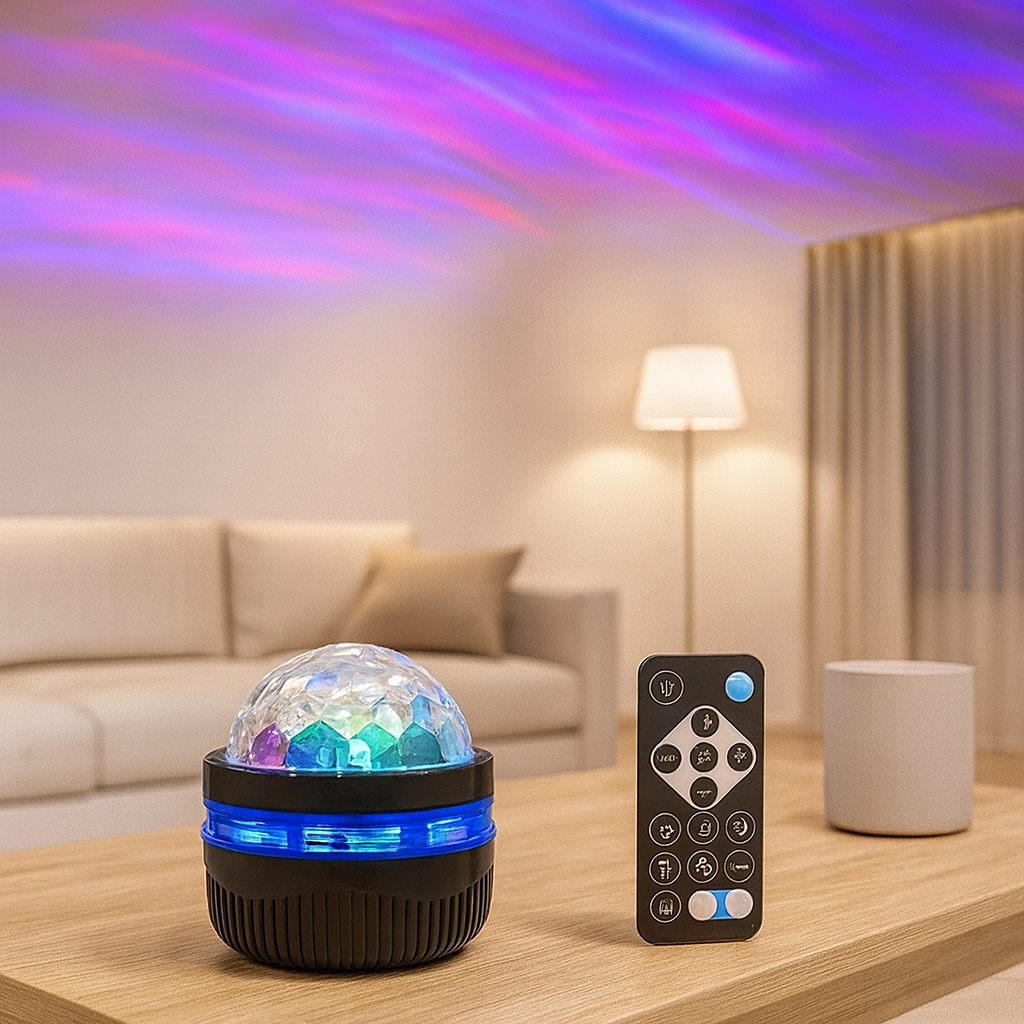 USB Galaxy Projector Aurora 5V Night Light with Remote Control, 360° Rotating Colorful Lights for Home Theater Room Decor