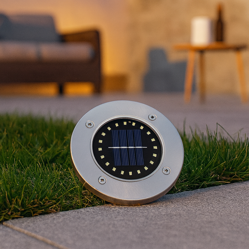 20-LED Solar LED Ground Lights, Outdoor Disk In-Ground Garden Lights, Waterproof Landscape Lighting for Yard Patio