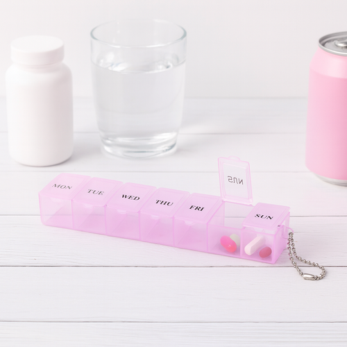 7-Day Weekly Pill Organizer Box, Tablet Holder Storage Case, 3 Colors