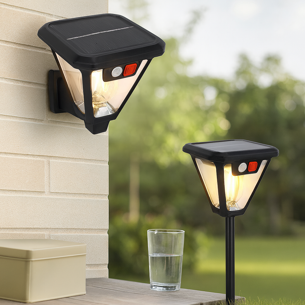 Solar Motion Sensor LED Outdoor Light, Waterproof, Wall Mounted and Plug-in, for Lawn, Garden, Villa, Porch and Camping