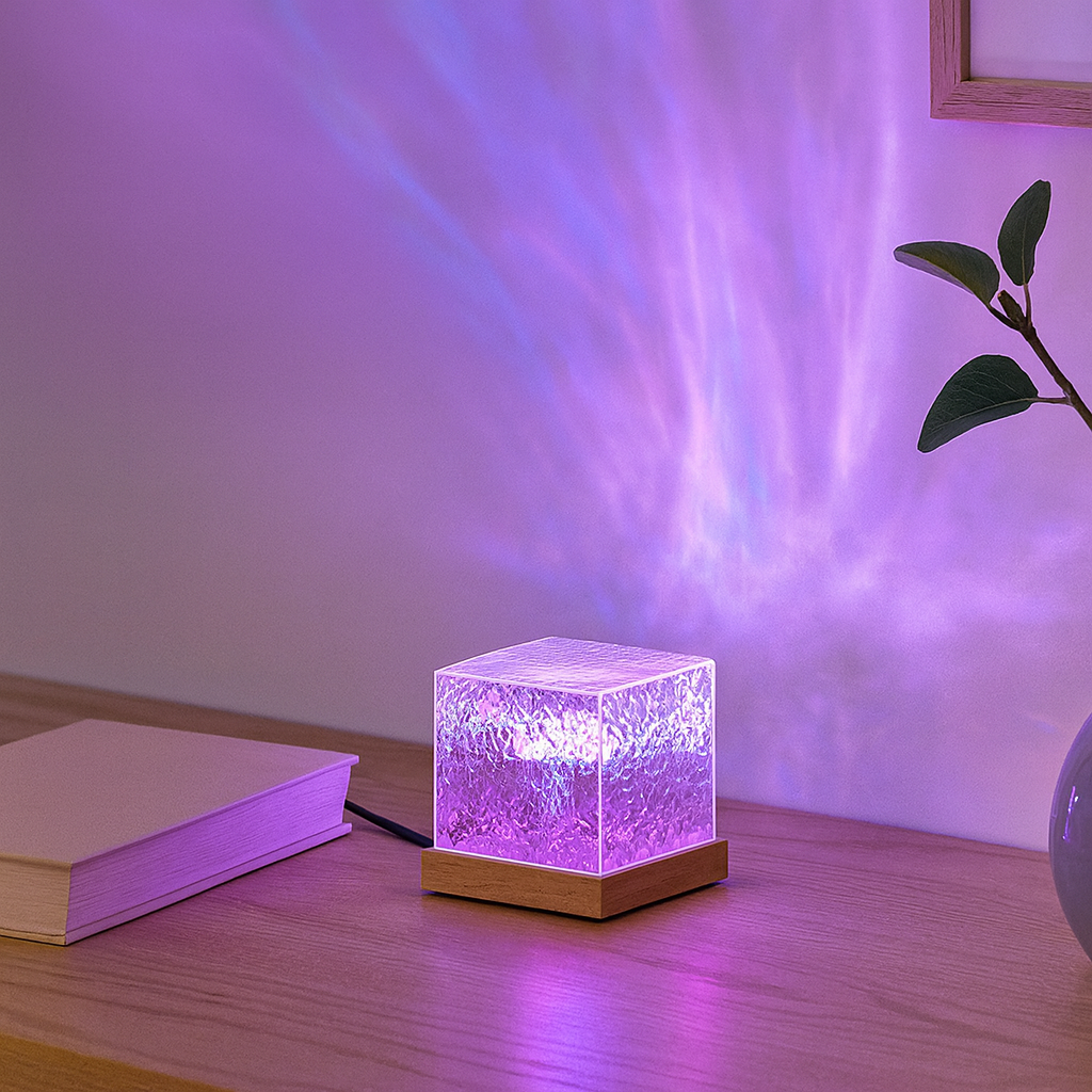 RGB 16-Color Ocean Wave Aurora Projector Night Light with Remote, Rechargeable Table Lamp
